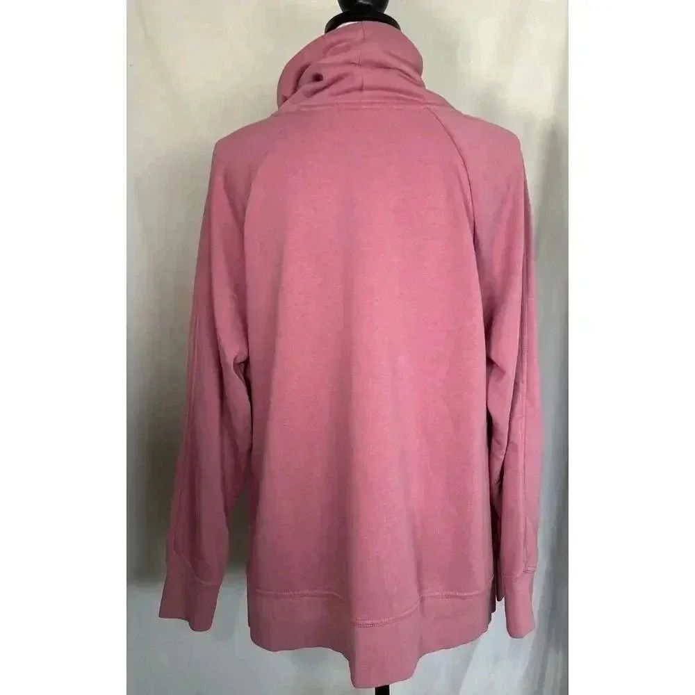 Nike Pink Funnel Neck Turtleneck Tunic Sweatshirt Pockets Logo Athleisure Size L - Picture 3 of 14